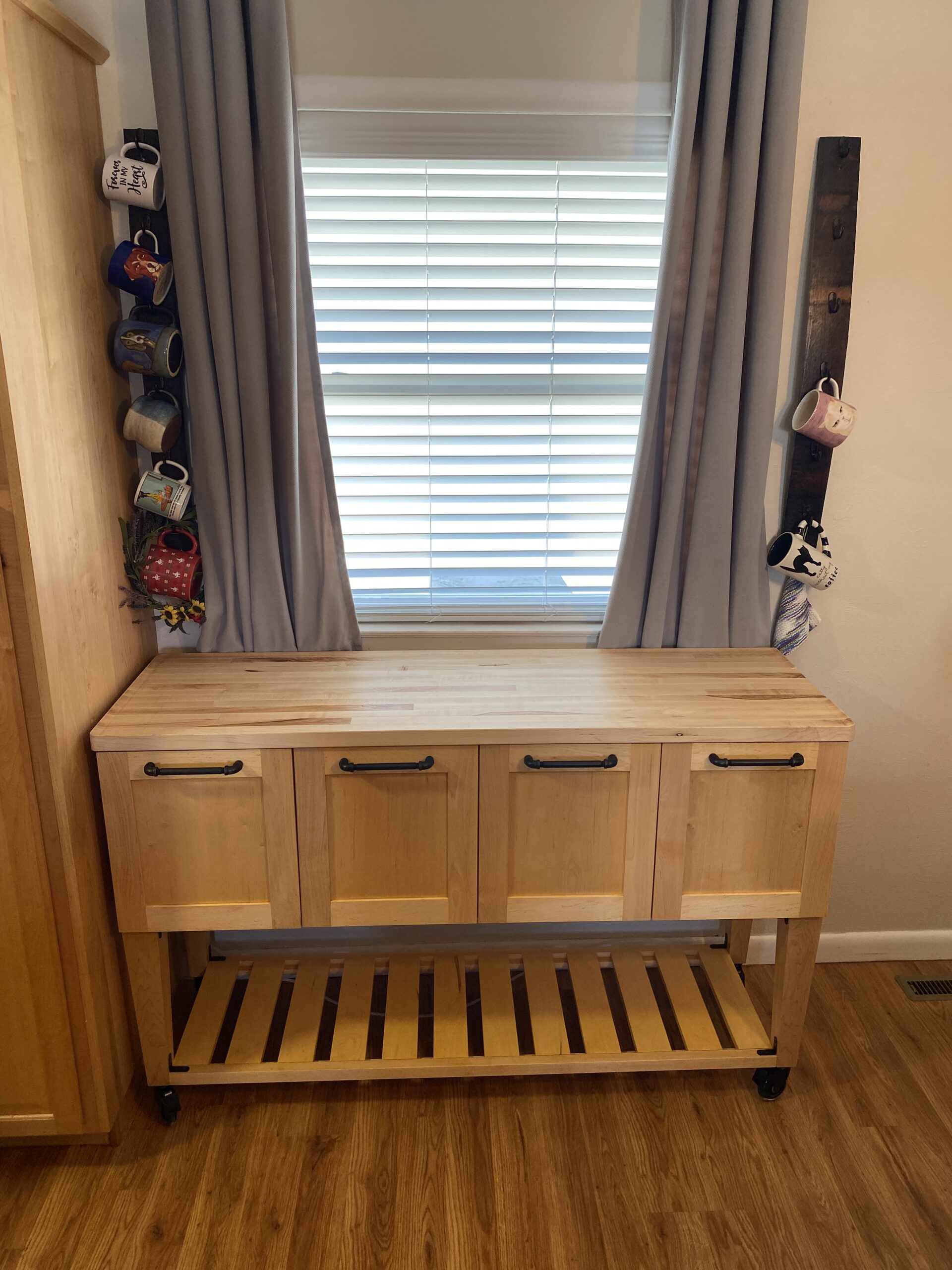Rolling butcherblock island cabinet