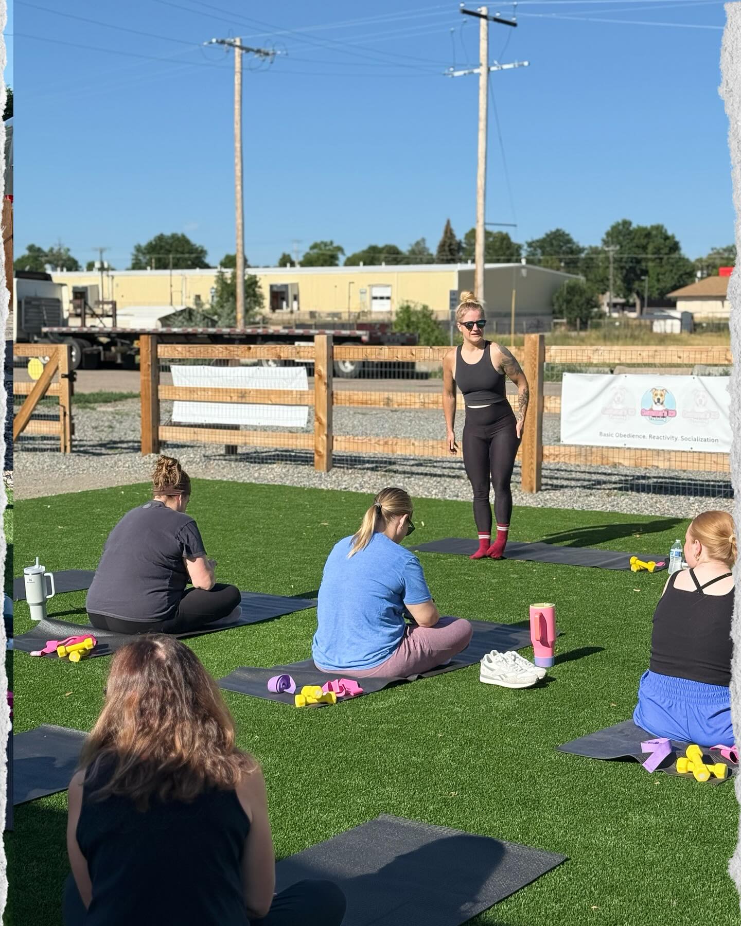 Instructor leading an outdoor fitness session