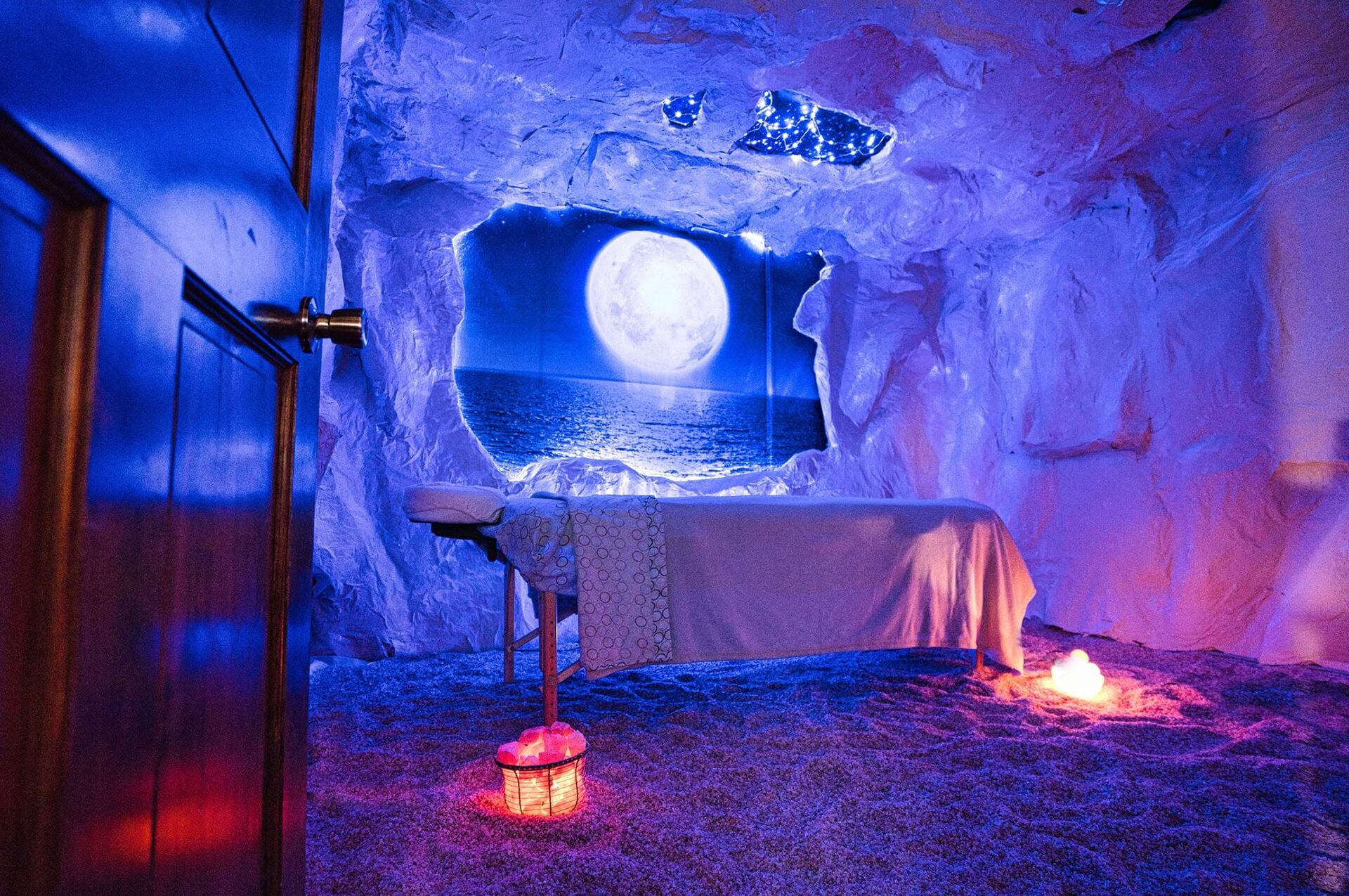 The moonlit salt cave at Mon Ami