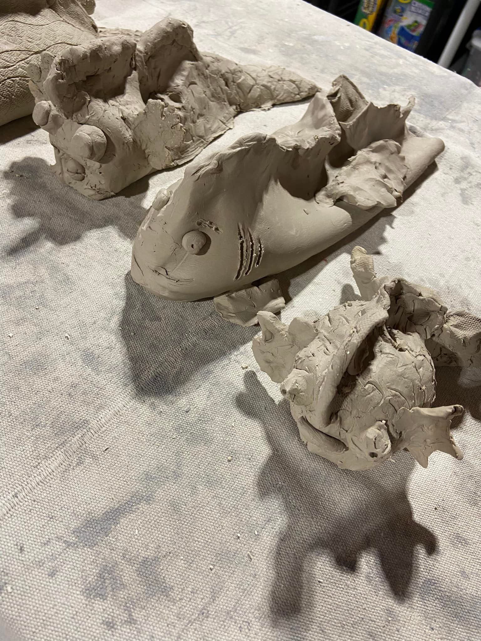 Student fish sculpture in progress